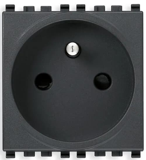 Eikon French Outlet, 2P+E, 16A-250V, SICURY 2 Module w/Cover, Grey product image