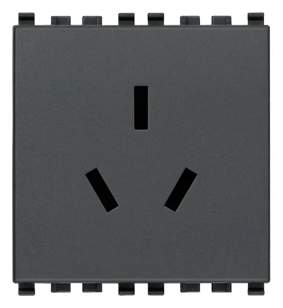 Eikon: Chinese SICURY Outlet, 2-Module, 2P+E, 10A, 250V, Grey product image