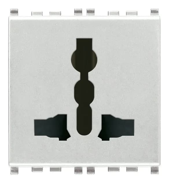 EIKON: UNIVERSAL OUTLET, 2P+E, 13A SICURY, 250V, Next Silver product image