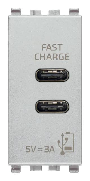 Power Supply: USB-C+C, 3A 120/230VAC, 5V built-in, 1M, Silver, Eikon product image