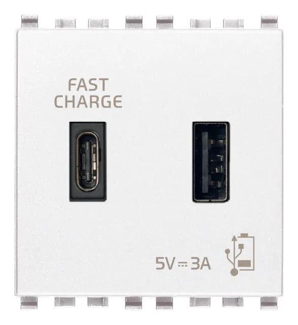 Eikon: A+C-USB Supply Unit, 5V 3A, 2 Module, White product image