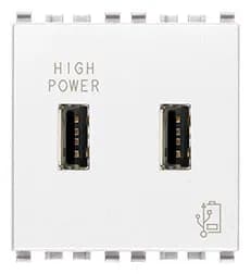 Power Supply: 2 x USB-A, 2.1A 120/230VAC, 5V built-in, 2M, White, Eikon product image
