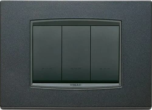 Eikon Square Cover Plate, Matte Anthracite Die-cast Metal, 3 Module product image