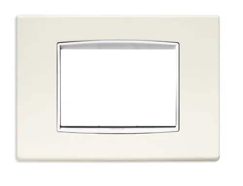 Eikon-Total Look Square Cover Plate, Arctic White White Inner Frame, Die-cast, 3 Module product image