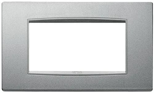 Eikon-Chrome Square Cover Plate, Matte Silver Next Inner Frame, Die-Cast Metal, 4 Module product image