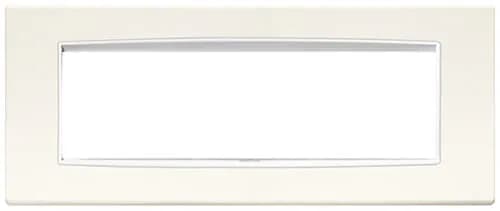 Eikon-Total Look Square Cover Plate, Arctic White White Inner Frame, Die-Cast Metal, 7 Module product image