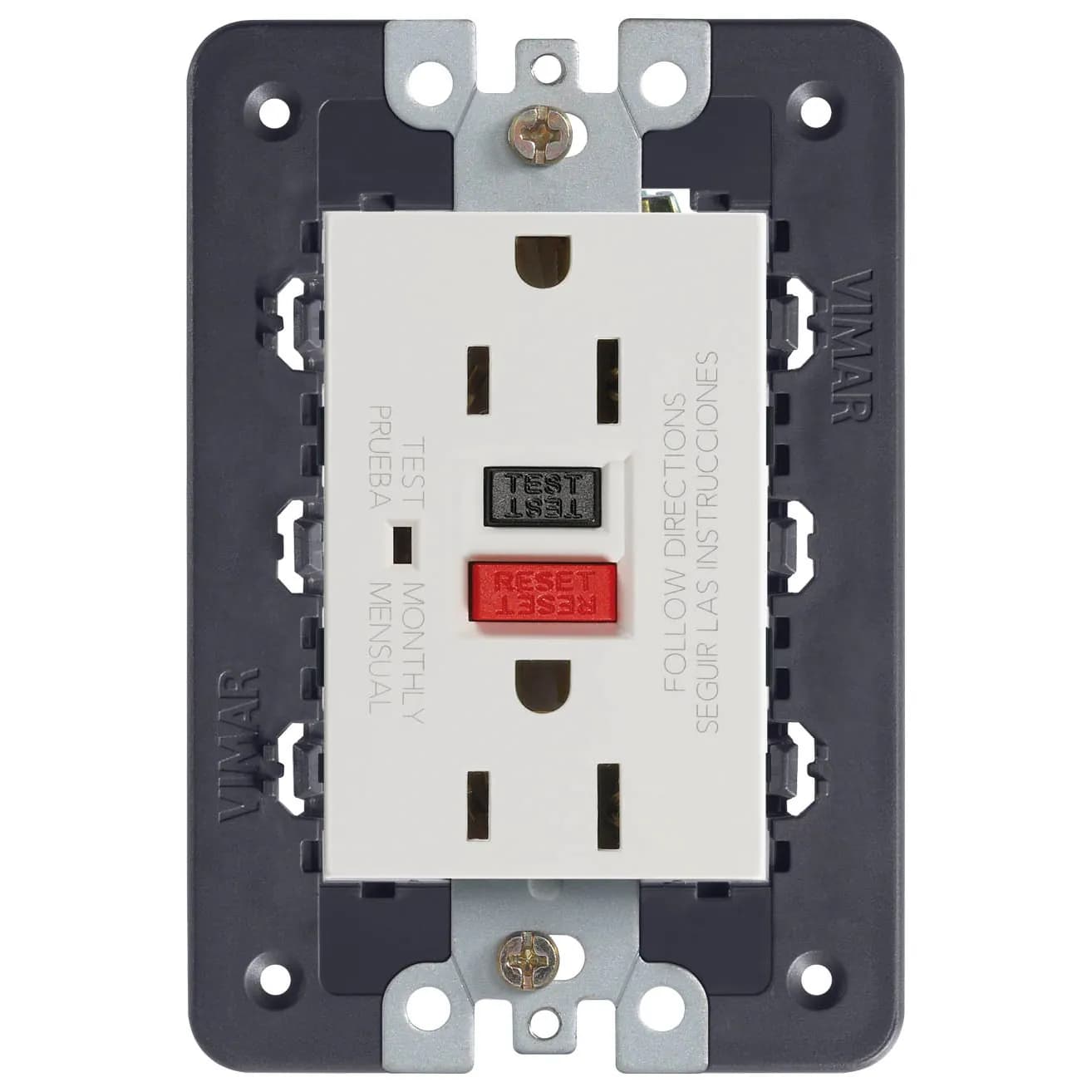 Eikon Outlet, USA Duplex, GFCI, 2P+E 15A/125V Next (Silver), 3 Module product image