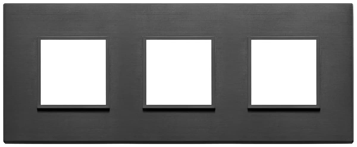 Eikon Evo: 6-Module (2+2+2) Cover Plate, Refined Aluminum, Total Black product image