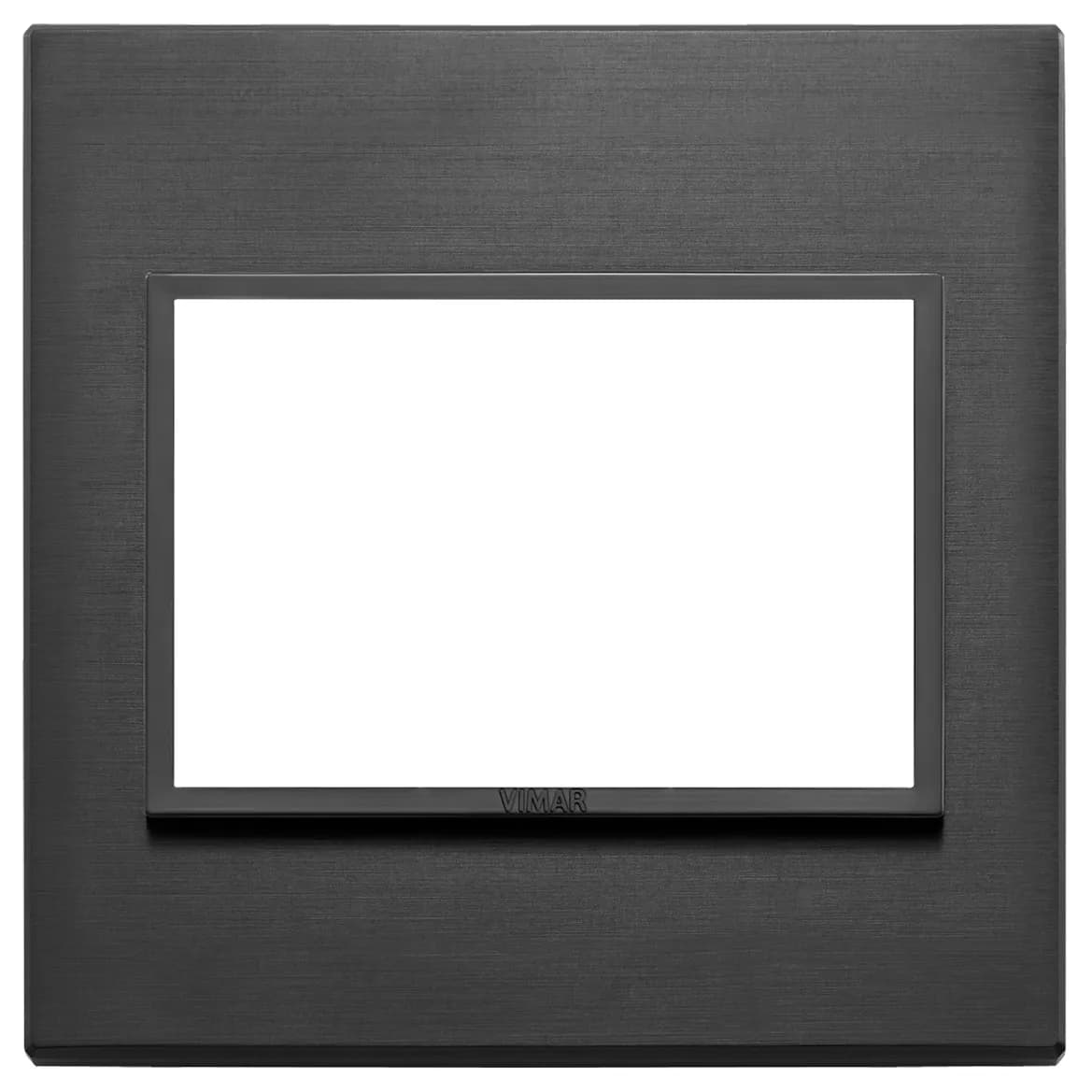 Eikon EVO: British Standard 3-Module Cover Plate Refined Aluminum, Total Black product image