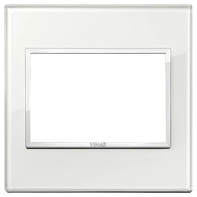 EIKON EVO: 3-Module British Standard Cover Plate Crystal White Diamond product image