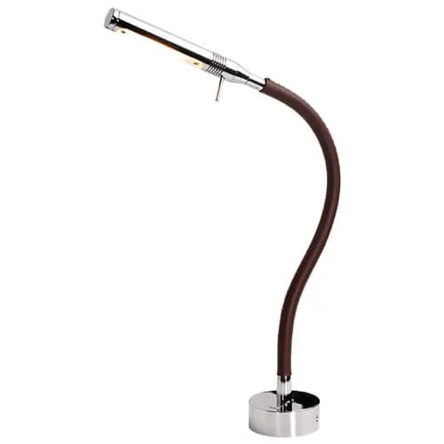 Rugen Table-Mount Reading Light, Chrome w/Brown Leather, Includes Switch & Dimmer, WW/Red, 500MM product image Rugen Table-Mount Reading Light, Chrome w/Brown Leather, Includes Switch & Dimmer, WW/Red, 500MM product image
