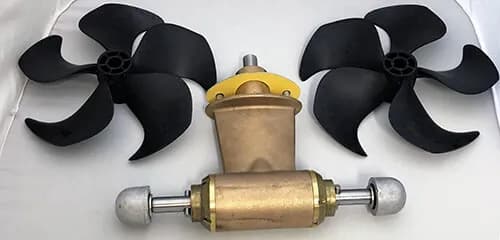 Gear Leg Assy, sealed, complete with 5-blade props For 300mm tunnel thruster models product image Gear Leg Assy, sealed, complete with 5-blade props For 300mm tunnel thruster models product image